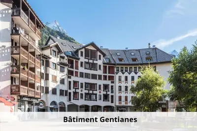 a group of buildings with the words retirement gerontinas at L'Aiguille - maeva Home - 2 Pièces 5 Personnes - Sélection MAE-4175 in Chamonix-Mont-Blanc