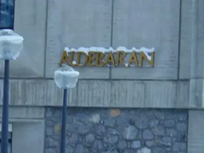 a sign on a building with snow on it at Appartement spacieux balcon sud - 6 pers. - FR-1-425-219 in Arâches-la-Frasse