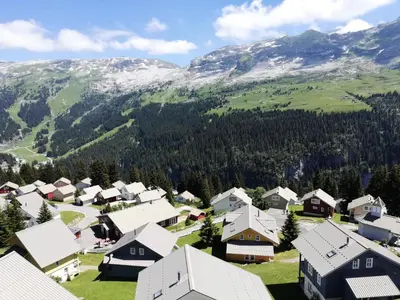 an aerial view of a village in the mountains at Les Chalets de Flaine Hameau - maeva Home - Chalet 3 Pièces 8 Personnes - Confort MAE-3392 in Flaine
