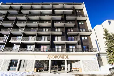 an apartment building with a sign that reads and admired at Résidence Andromède - maeva Home - Studio 4 Personnes - Confort MAE-3649 in Flaine