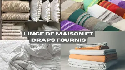 a collage of images of a pile of blankets at Appartement de standing Mont d'Arbois in Megève