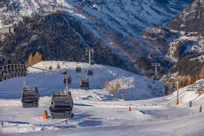 a group of ski lift cars on a snowy mountain at Appartement Le Grenier - Happy Rentals in Chamonix-Mont-Blanc