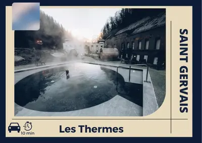a picture of a swimming pool with the words less themes at Le coin cosy des 4 têtes - balcon - vue montagnes - proche centre & gare in Sallanches