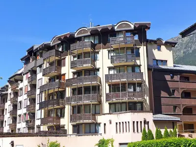 an apartment building with balconies on the side of it at Apartment Jonquilles-7 by Interhome in Chamonix-Mont-Blanc