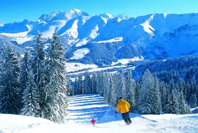 a person on skis in the snow on a mountain at Chalet Roseau in Megève