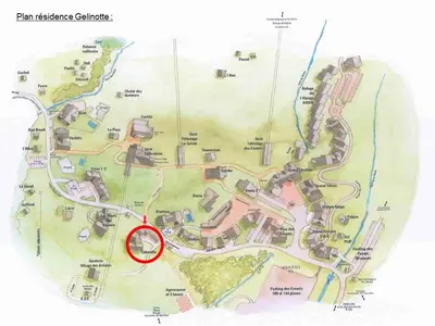 a map of a park with a red marker at Appartement chaleureux 6 personnes proche pistes de ski - FR-1-642-27 in Morillon