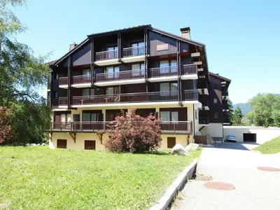 a large building with balconies on the side of it at Studio rénové 4 pers, centre village, proche pistes et commerces - FR-1-572-61 in Arâches-la-Frasse