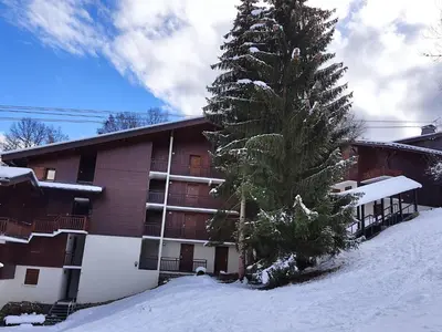 a large building on top of a grassy hill at Studio La Piste B71 by Interhome in Saint-Gervais-les-Bains